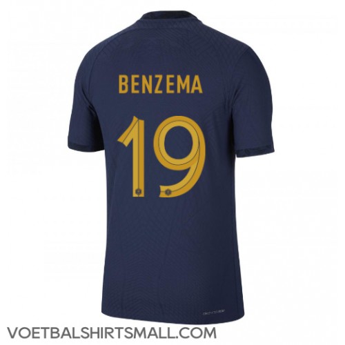 Frankrijk Karim Benzema #19 Voetbalkleding Thuisshirt WK 2022 Korte Mouwen